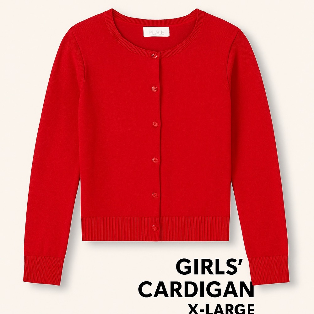 The Children’s Place Girls’ Ruby Red Cardigan – Size XL (14)